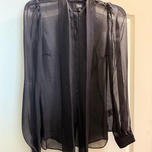 D&G Black Sheer Blouse with Neck Detail